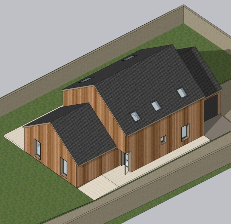 Plan 3D pour construction de maison ossature bois à Angers